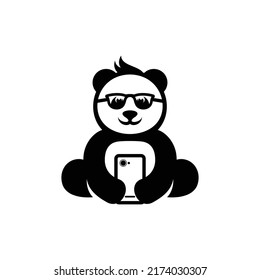 Panda Phone Fun Creative Logo Design