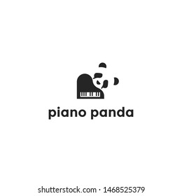 panda and piano logo design vector icon illustration inspiration