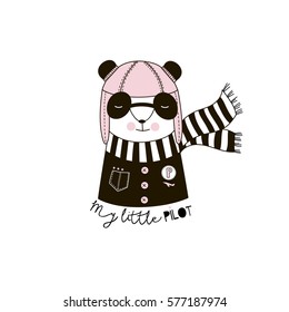 panda pilot , kid illustration