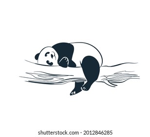 panda pine sketch vector japanese chinese design isolated