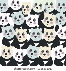 
panda pink blue yellow panda family pattern