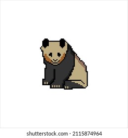 Panda with pixel art  isolated on white background.