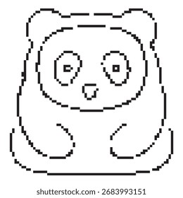 ícone de pixel do panda, 8 bits. Ilustração isolada de vetor.