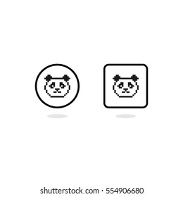 Panda Pixel Icon. Isolated.