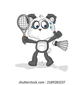 the panda playing badminton illustration. character vector
