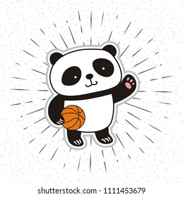 Panda, der Basketball auf sonnendurchflutetem Hintergrund spielt