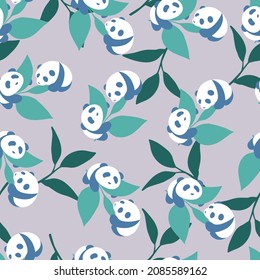 Panda and Panda Playing the Forest Vector Graphic Art Seamless Pattern can be use for background and apparel design