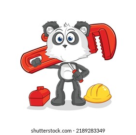 the panda plumber cartoon. cartoon mascot vector