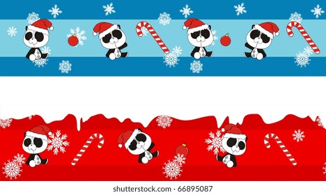 panda plush cartoon xmas banner in vector format very easy to edit