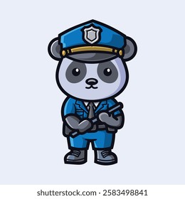 Panda Police Officer Mascot illustration