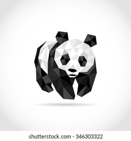 panda in Polygon style. low poly design in triangles