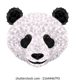 Panda polygonal. Low poly triangular  panda face