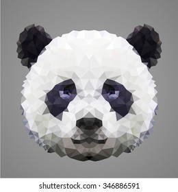 Panda portrait. Low poly design. Abstract polygonal illustration.
