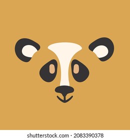 Panda portrait. Plush bear poster, vector illustration on background
