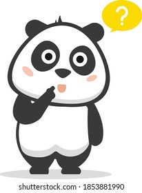 Panda, the Power of Funny Illustration. Vector Cute Panda Curious.