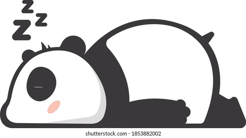Panda, the Power of Sleep Funny Illustration. Vector Cute Panda Fast Asleep.