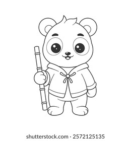 Panda prepares to become a soldier for coloring