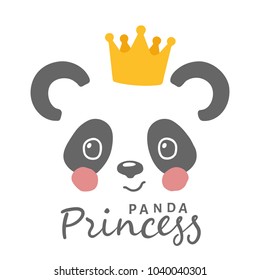 Panda Princess with crown vector illustration