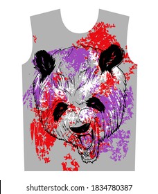 panda print for t-shirt graphic vector