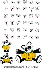 panda pumpkin cartoon in vector format very easy to edit
