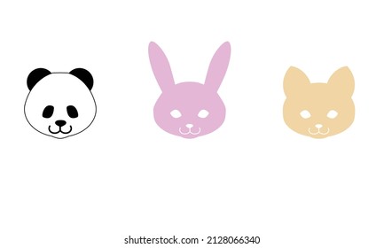 panda rabbit and cat icons