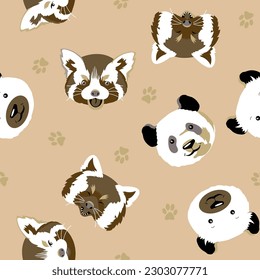 panda raccoon badger pattern vector print
