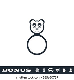 Panda rattle icon flat. Black pictogram on white background. Vector illustration symbol and bonus button
