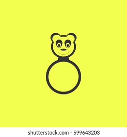 Panda rattle icon flat. Black pictogram on white background. Vector illustration symbol and bonus button