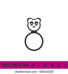 Panda rattle icon flat. Black pictogram on white background. Vector illustration symbol and bonus button