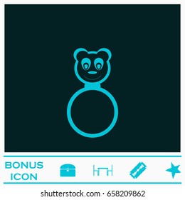 Panda rattle icon flat. Blue pictogram on dark background. Vector illustration symbol and bonus icons