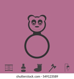 Panda rattle icon flat. Simple vector grey pictogram and bonus symbol