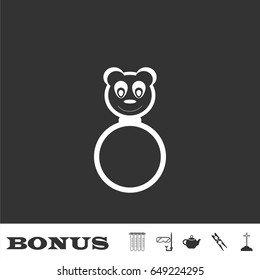 Panda rattle icon flat. White pictogram on black background. Vector illustration symbol and bonus icons