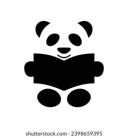 panda read book logo design. baby education sign and symbol.