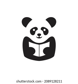 Panda read book vector logo design for education