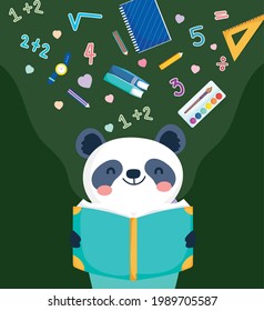 panda leyendo una escuela de lectura