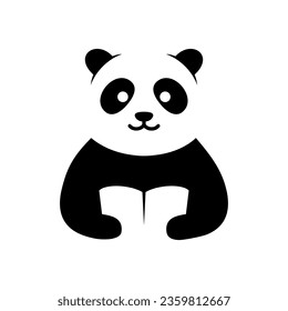 panda reading book vector logo