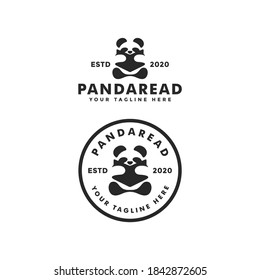 panda reading logo design in circle