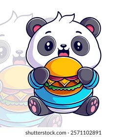 Panda really likes to eat burgers