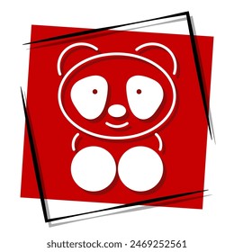panda red banner. Vector illustration.