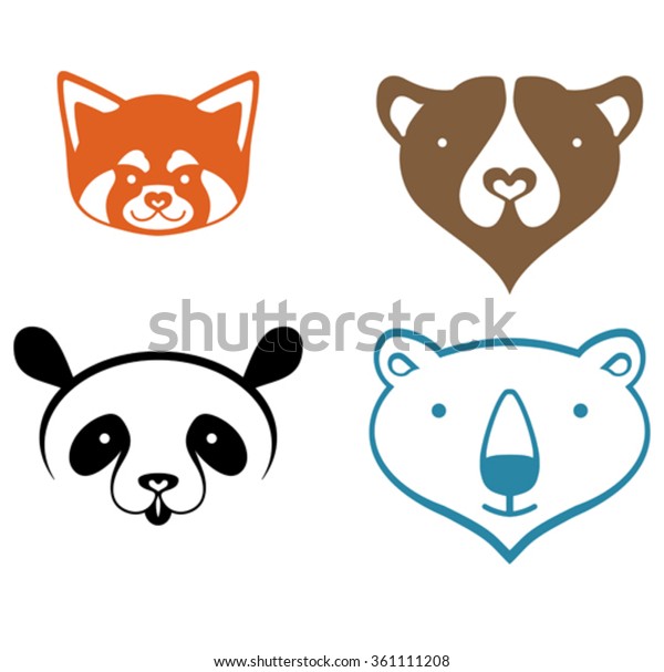 Panda Red Panda Bear Polar Bear Stock Vector Royalty Free 361111208