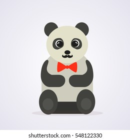 Panda with red bow tie and mustache