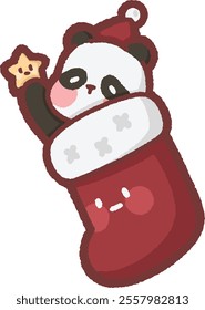 panda in red Christmas stocking 