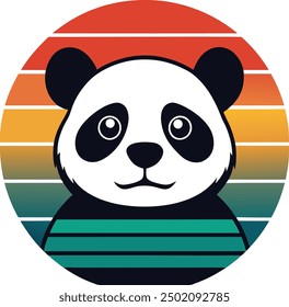 panda retro sunset design für T-Shirt Design 