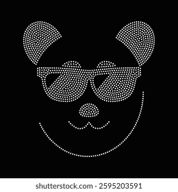 Panda Rhinestone T-shirt Design Vector Template 