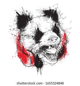 Panda roar scratch graphic illustration vector art t-shirt design