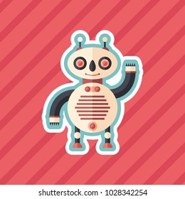 Panda robot sticker flat icon with color background.
