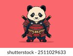 Panda Samurai Character Mascot Cartoon