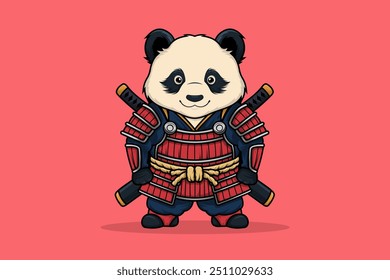 Cartoon de mascote de personagem de Panda Samurai