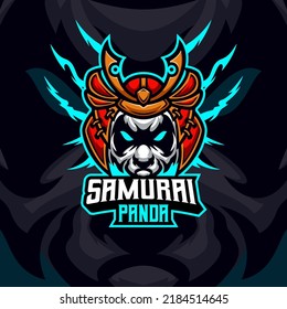 Panda samurai masscot illustration premium vector