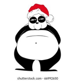 Panda with Santa Claus Hat.